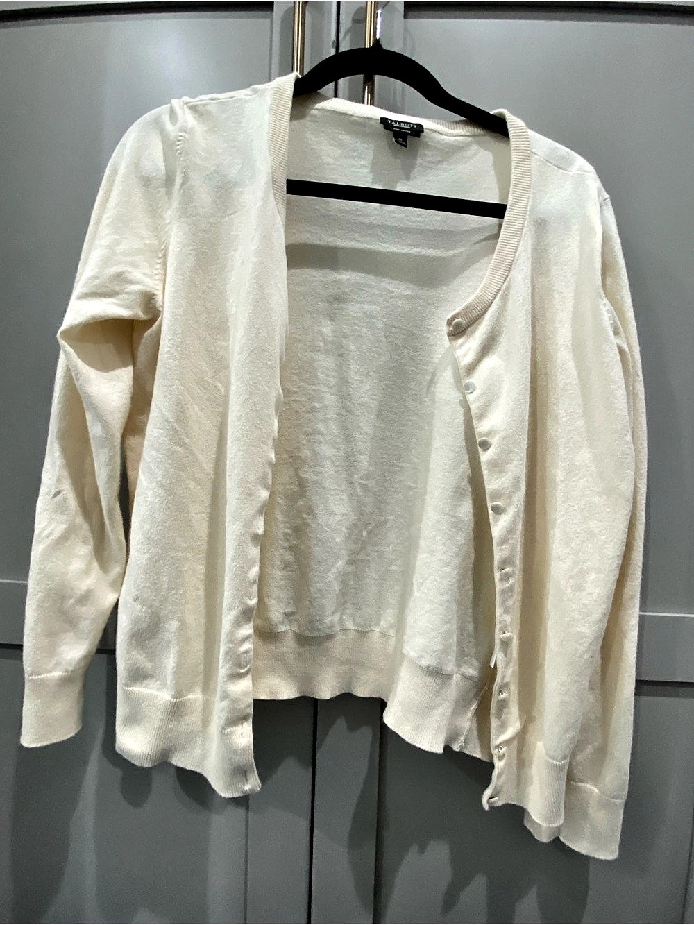 Talbots Cotton Cardigan in White Size Medium
